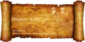 Hacker Klára névjegykártya